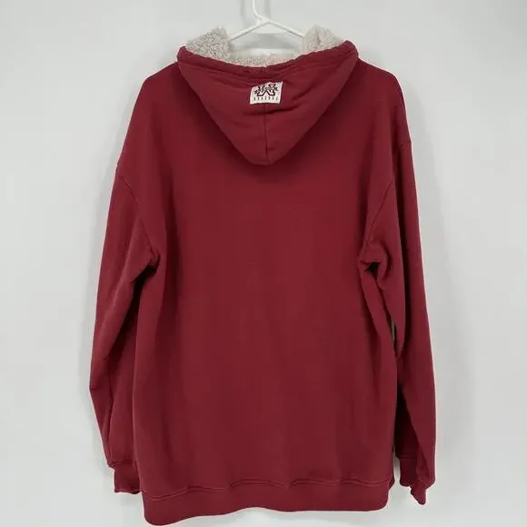 Disney Mickey Mouse Hoodie Mens XL Red Sherpa Lined Classic Pullover Sweatshirt - Picture 5 of 9